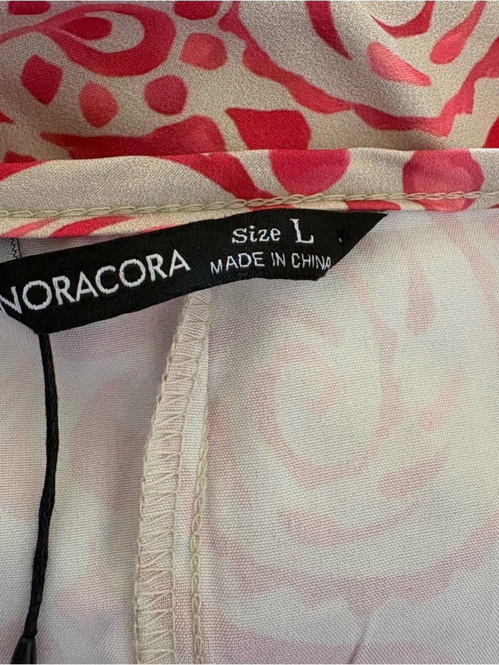 NWT Noracora Coral Pink Printed Maxi Dress Elbow Length Short Sleeves Size Large - Picture 10 of 12